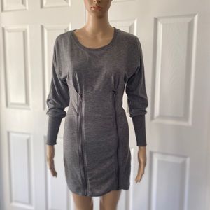 Grey Long Sleeve Mini Dress